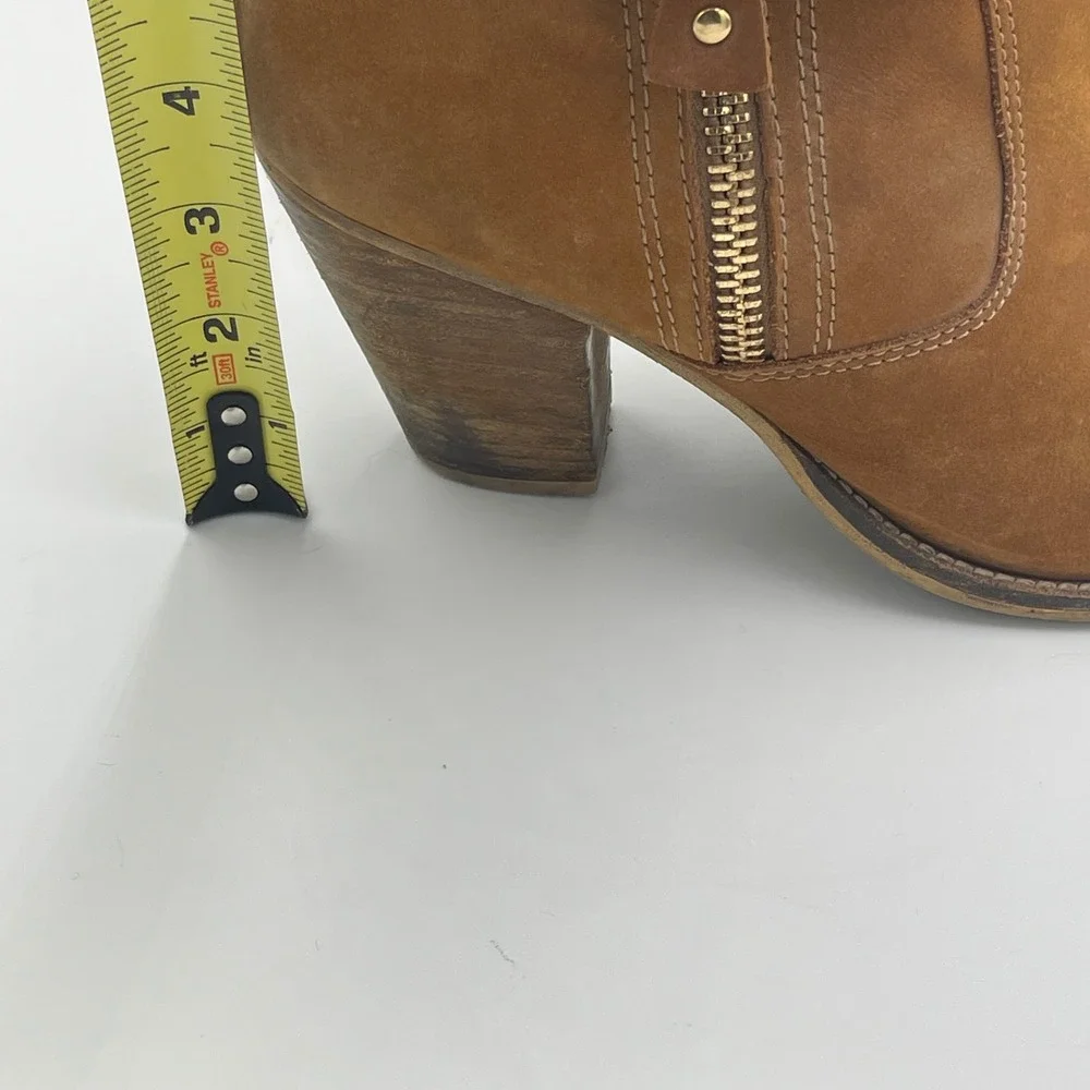 Aldo Brown‎ Suede Western Moto Ankle Boots Stacked Heel Boho Size 10